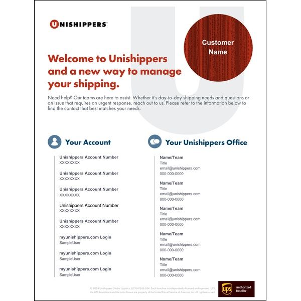 Welcome &ndash; Customer Account Info Template
